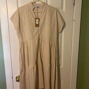 Cute eyelet beige dress